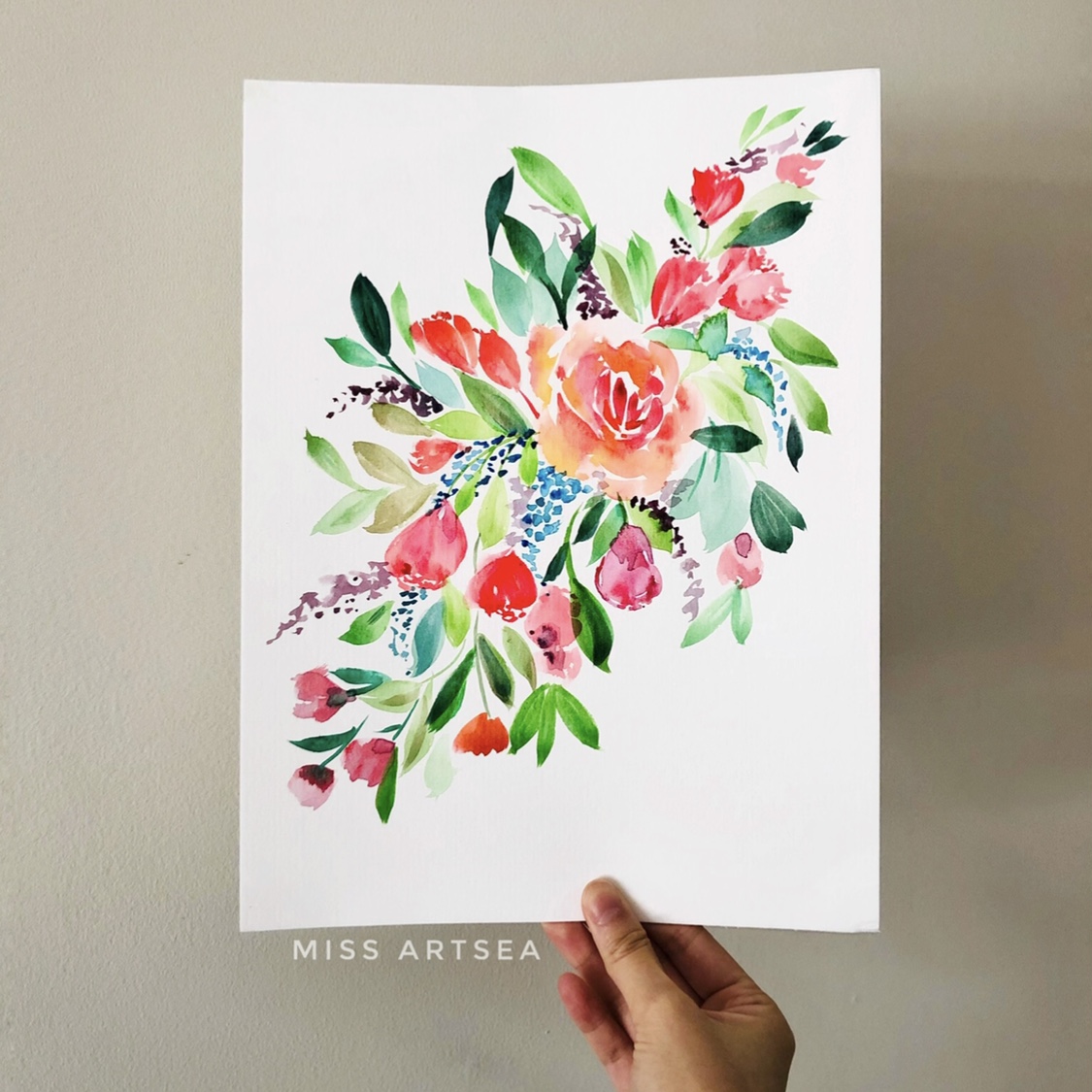 burst of watercolour colourful flowers